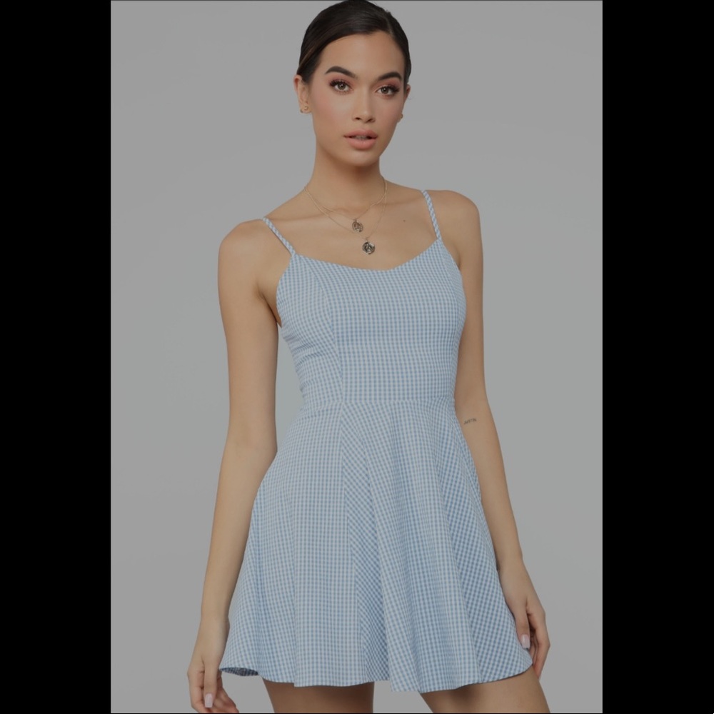 Fashionnova blue gingham dress